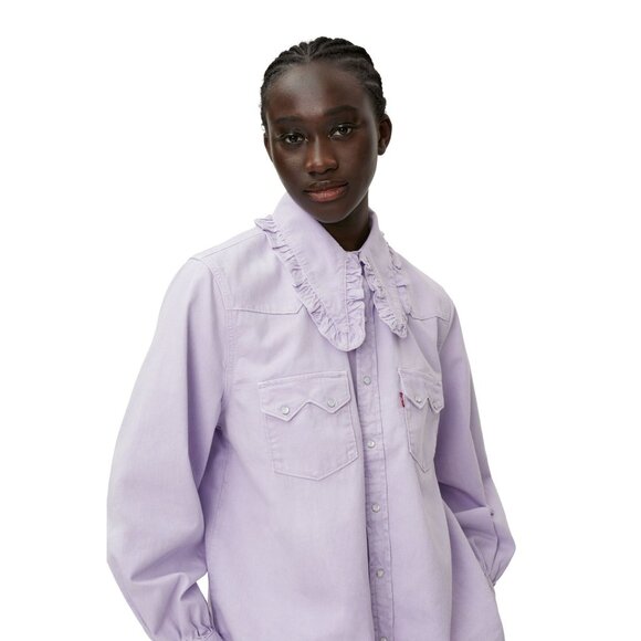 Levi's x GANNI Western Button Down Blouse Natural Lilac Womens Size XS - Picture 1 of 7